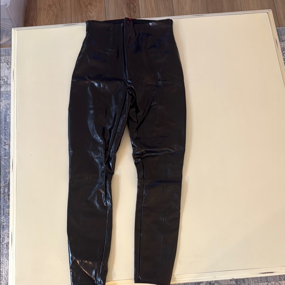 SPANX Shiny Black Faux Leather Leggings
